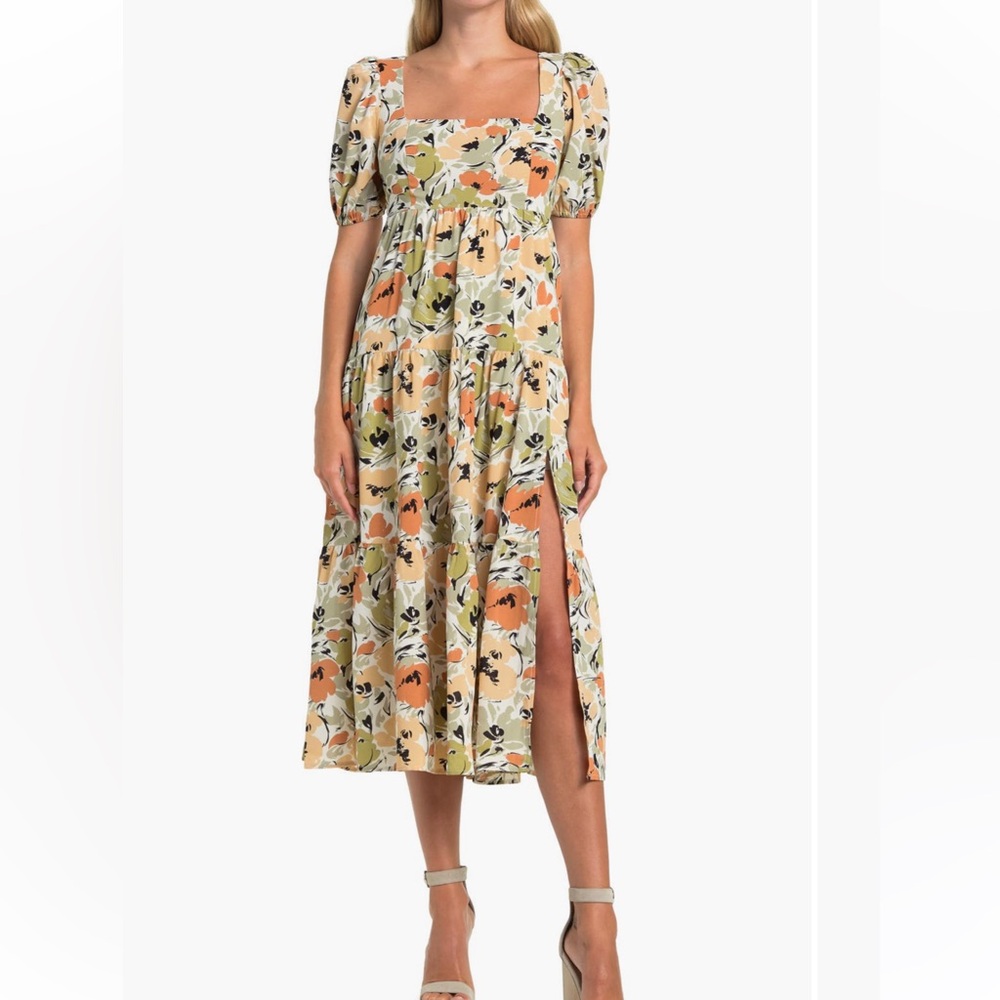 Astr the label square neck midi dress
